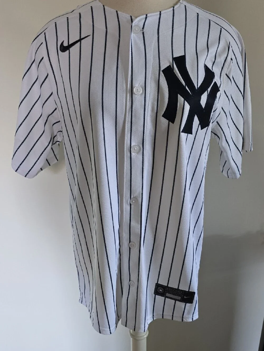 Nike White Pinstripe Derek Jeter #2 Baseball Jersey
